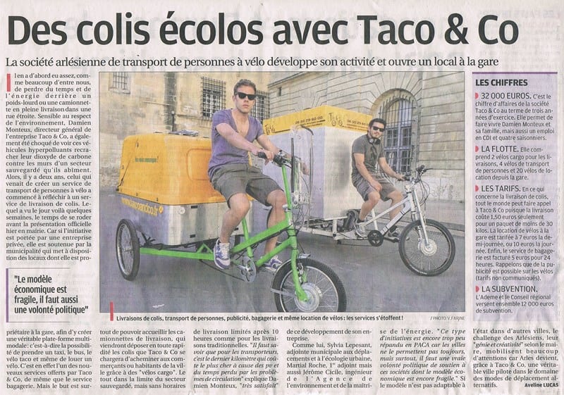 Lire la suite à propos de l’article Parution presse: Taco and Co dans La Provence du 18 Avril 2013